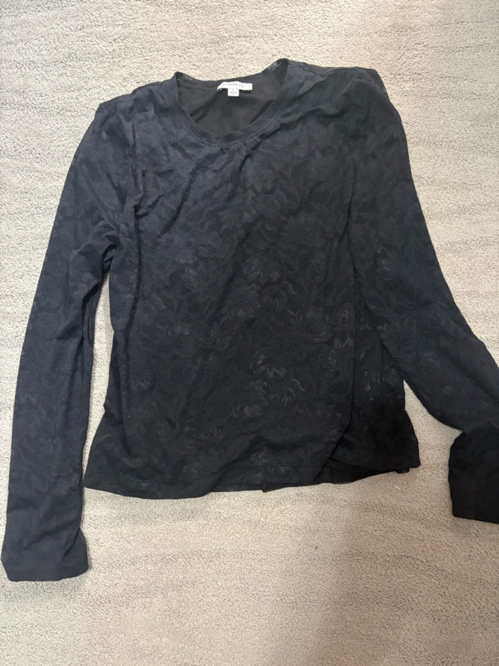 Long-Sleeve Evereve Black Lace Overlay Women's Top
